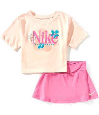 Nike Little Girls Short-Sleeve Wildflower T-Shirt & Solid Scooter Set | Dillard's | Dillard's