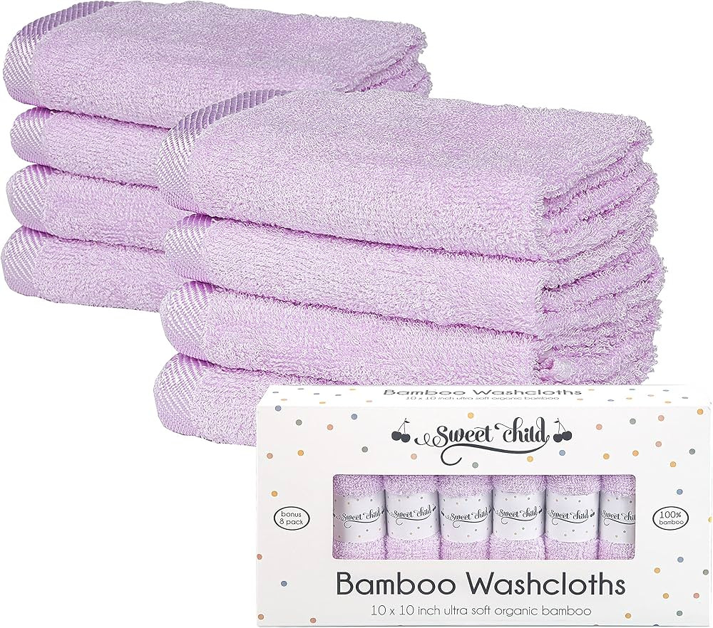 Sweet Child Baby Bamboo Washcloths - Premium Wash Cloth Set of 8 - Ultra Soft Kids/Infant Wash Cl... | Amazon (US)