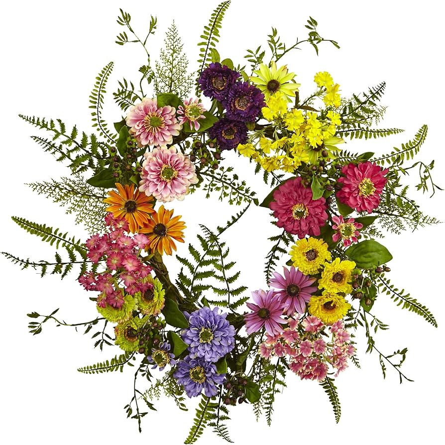 Nearly Natural Artificial Mixed Flower Wreath | Amazon (US)
