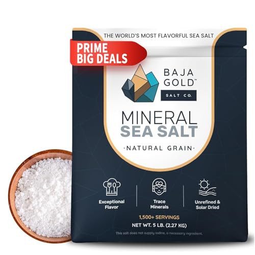 Baja Gold Mineral Sea Salt - Recommended by Gary Brecka - Organic Natural Grain Salt for Cooking & Baking | Low Sodium, Authentic Baja Salt | Ideal for All Culinary Creations | 5 lb. Resealable Bag, 1,500+ Servings | Amazon (US)