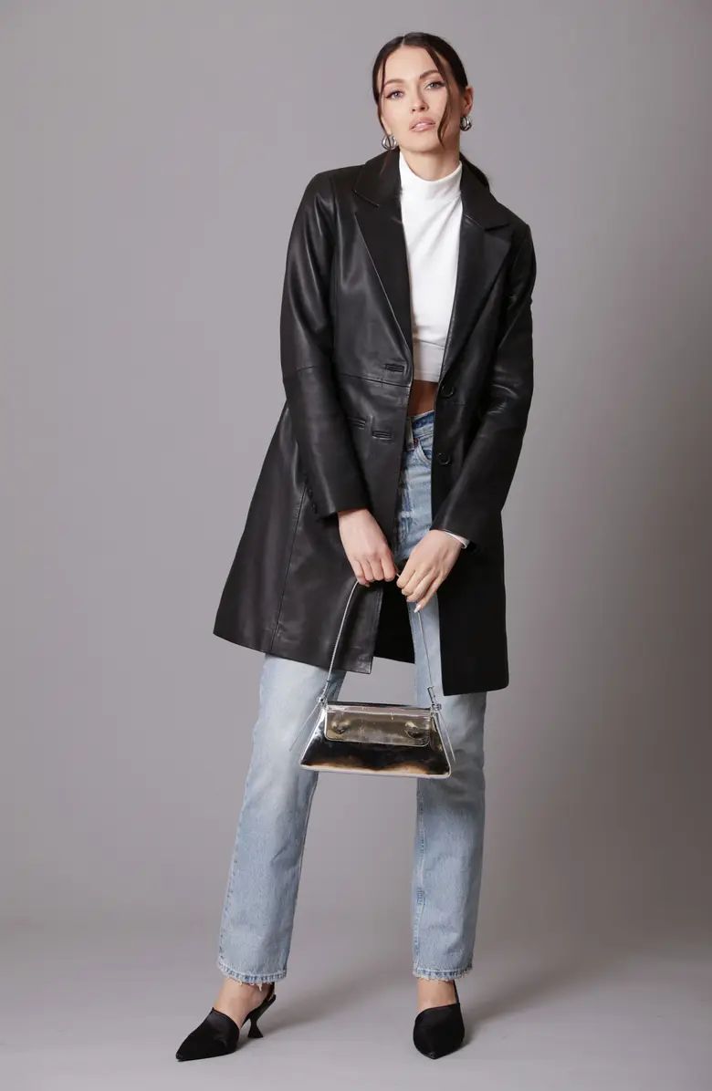 Longline Leather Coat | Nordstrom