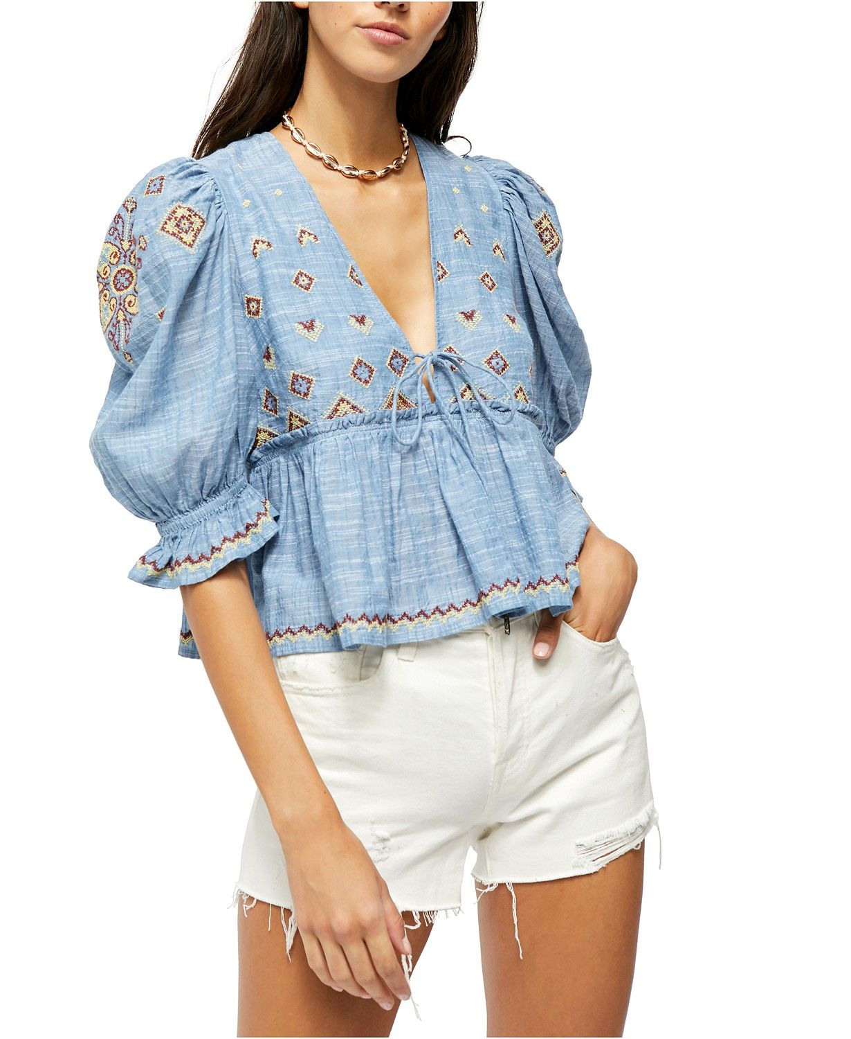 Free People Tallulah Embroidered Top & Reviews - Tops - Women - Macy's | Macys (US)
