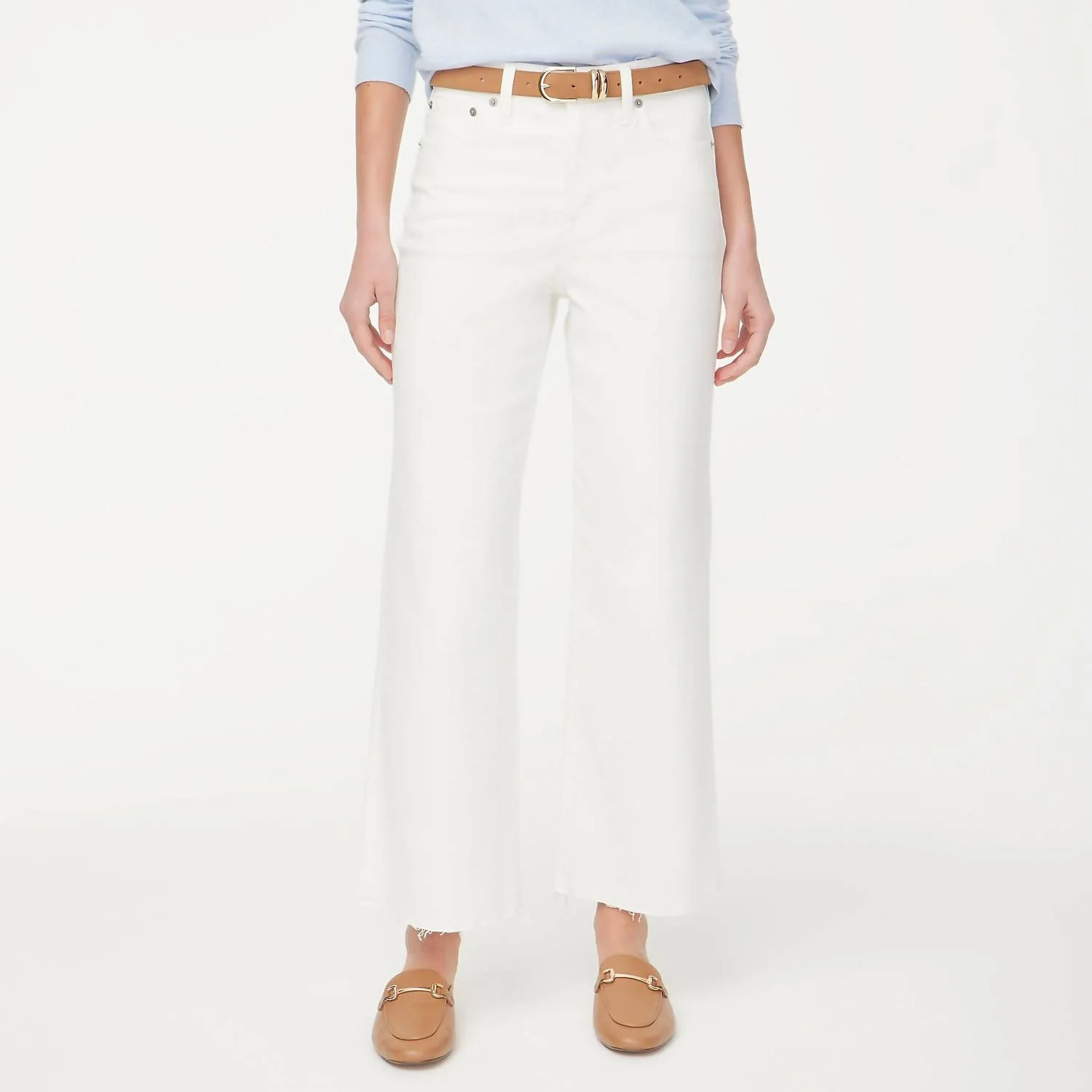 Wide-Leg Crop Jean In All-Day Stretch In Seashell White | Shop Simon