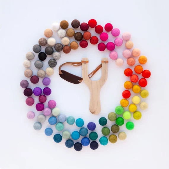 Wood Slingshot + Felt Ball Ammo // Kids Gift, Birthday Present, Felt Ball Slingshot, Felt Ball Am... | Etsy (US)