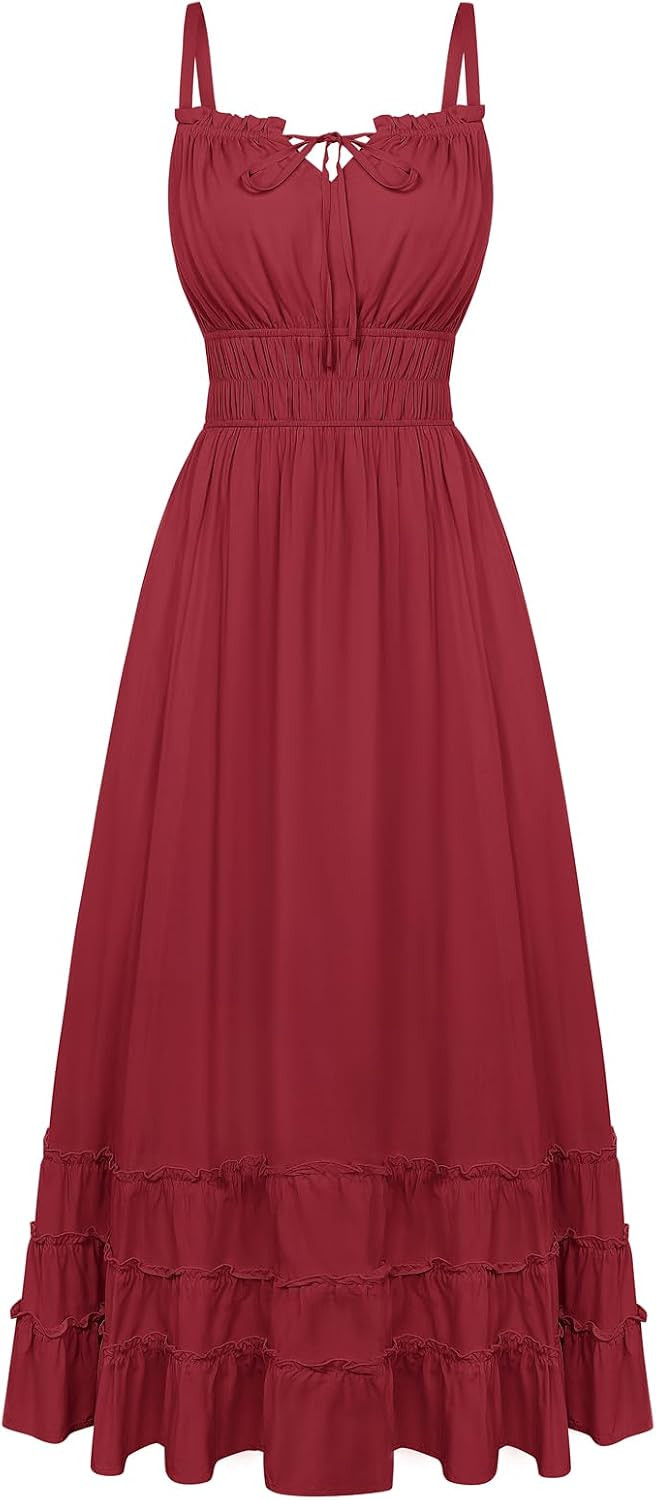 Scarlet Darkness Women's Summer Maxi Dress Boho Flowy Milkmaid Sundress | Amazon (US)
