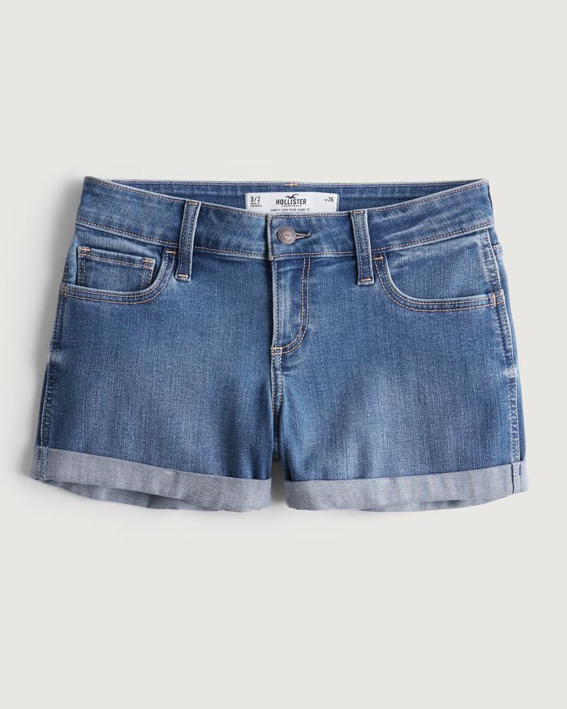 Curvy Low-Rise Dark Wash Denim Shorts | Hollister (US)