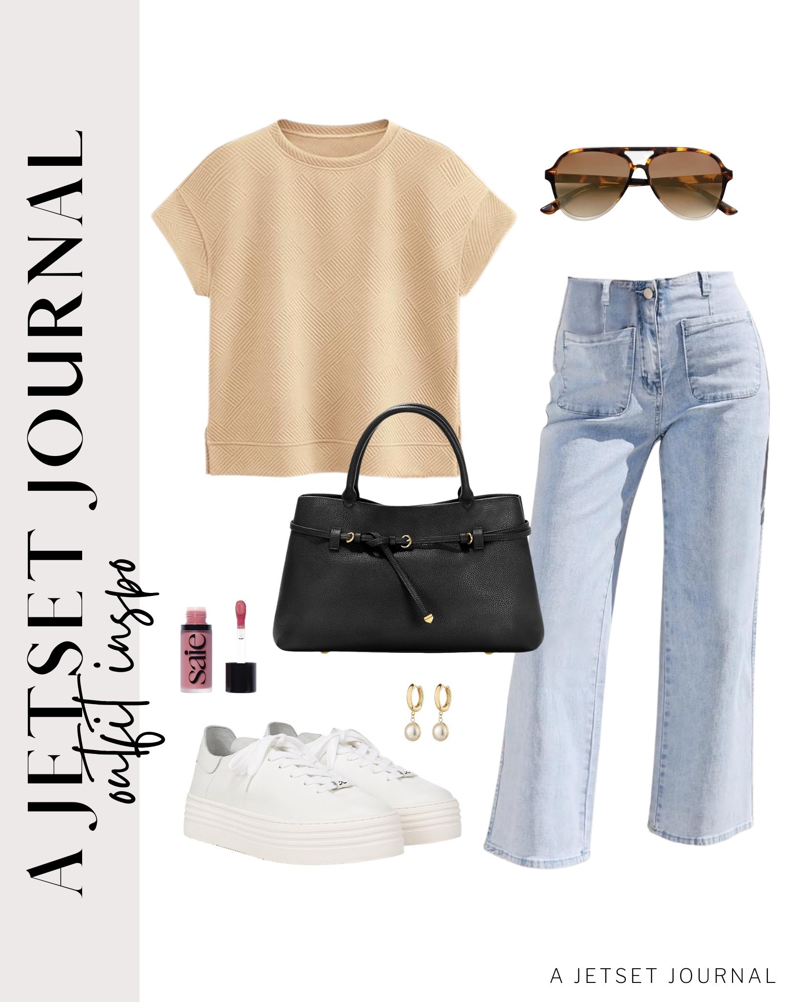 Add a cute purse and stylish earrings to this shirt-and-jeans combo for a casual yet put-together outfit idea!
stylish sunglasses, casual look, vacation style, summer fashion, makeup must have, airport outfit, beauty favorite, summer outfit idea, functional bag, gold earrings, amazon fashion, affordable style, wardrobe capsule

#LTKU #LTKSeasonal #LTKStyleTip