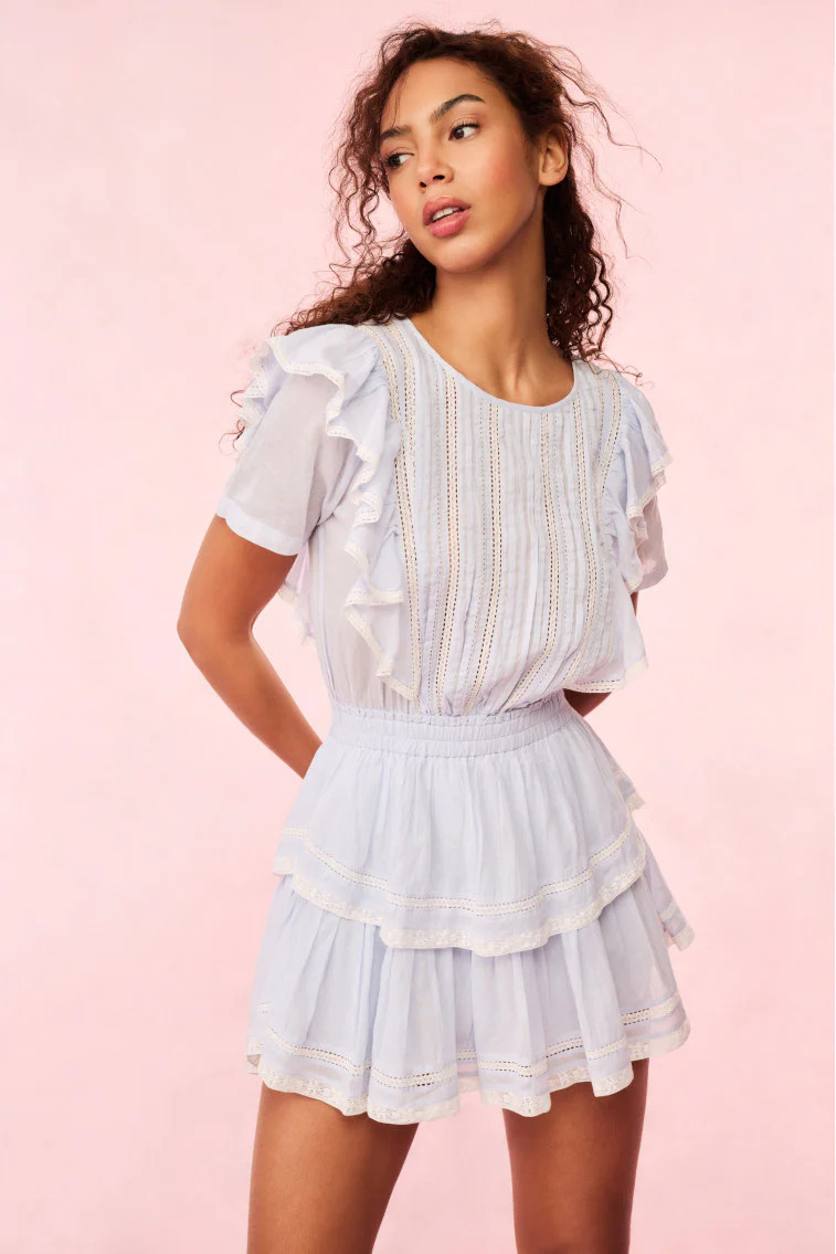 Natasha Blue Cotton Mini Dress | LoveShackFancy