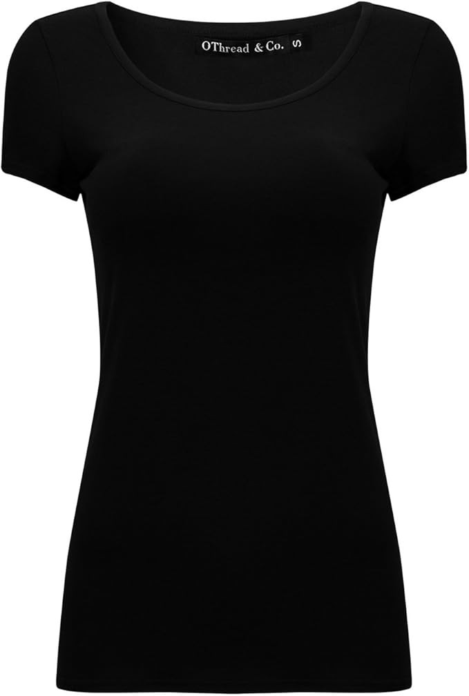 OThread & Co. Women's Short Sleeve T-Shirt Scoop Neck Basic Layer Stretchy Shirts | Amazon (US)