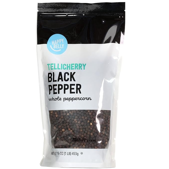 Amazon Brand - Happy Belly Tellicherry Black Pepper Whole Peppercorn, 16 ounce (Pack of 1) | Amazon (US)