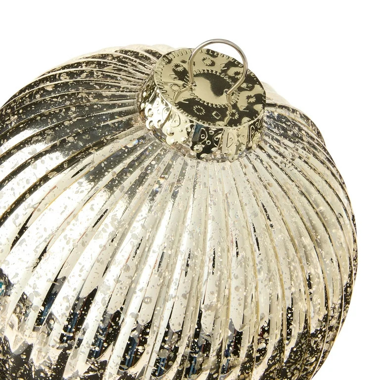 4-Count Gold Vintage-Style Shatterproof Christmas Ornaments, 5.9 in, by Holiday Time | Walmart (US)