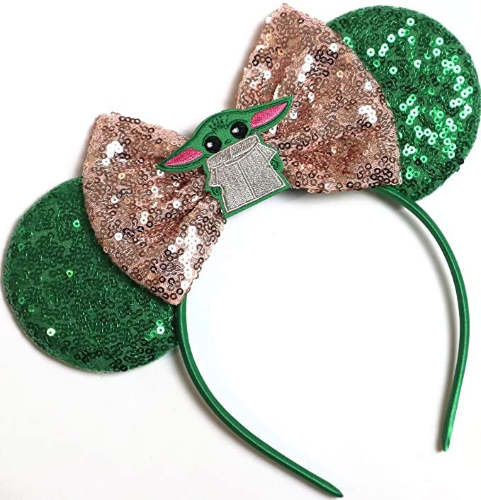 CLGIFT Baby Yoda Minnie Ears,Pick your color, Star Wars Minnie Ears, Silver gold blue minnie ears... | Amazon (US)