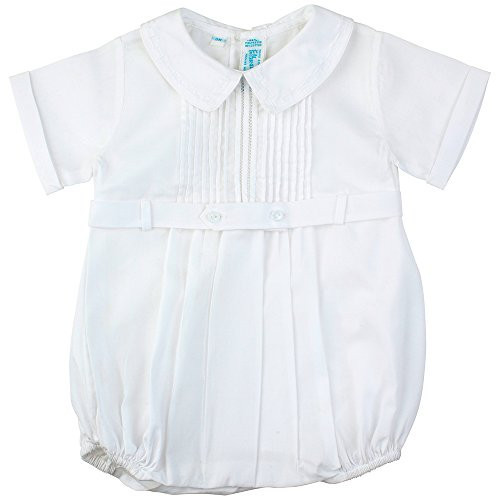 Feltman Brothers Baby Boy Romper Pintucked Creeper Baptism Christening (3M, White) | Amazon (US)
