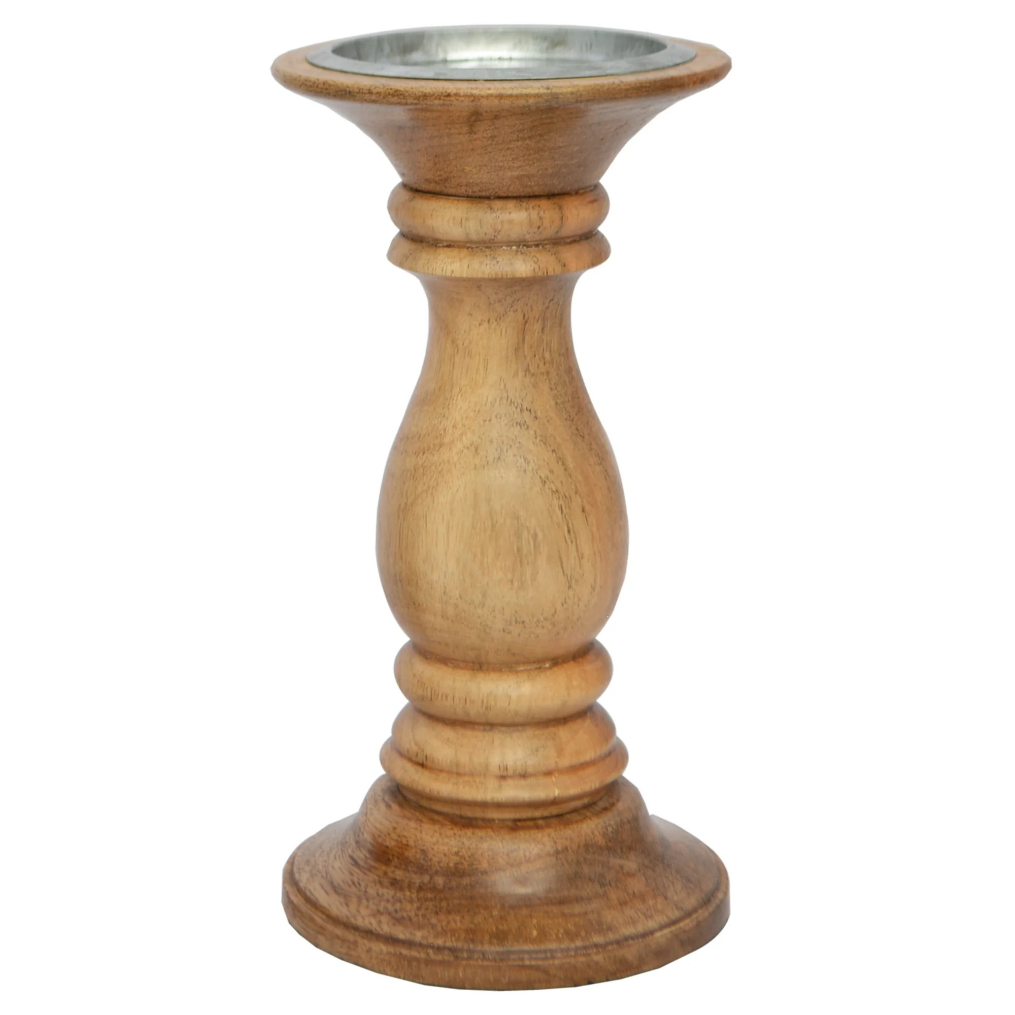 Way To Celebrate Natural Wood Home Decor Pillar Candle Holder, 8" | Walmart (US)