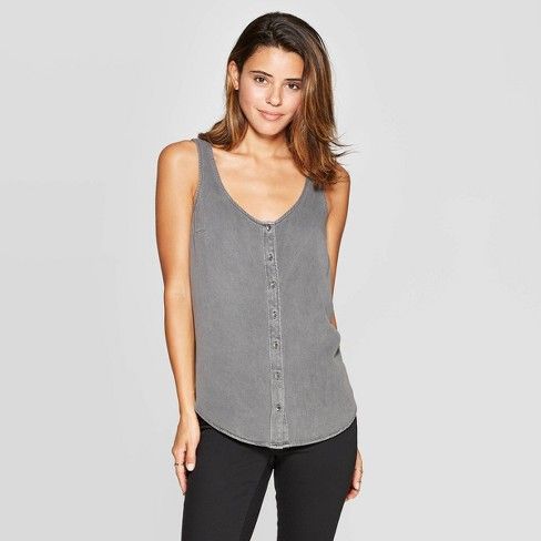 Women's V-Neck Button Front Knit Woven Tank Top - Universal Thread™ | Target