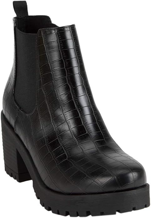 Soda Top Shoes Jaber Ankle Boot W Lug Sole Elastic Gore and Chunky Heel | Amazon (US)