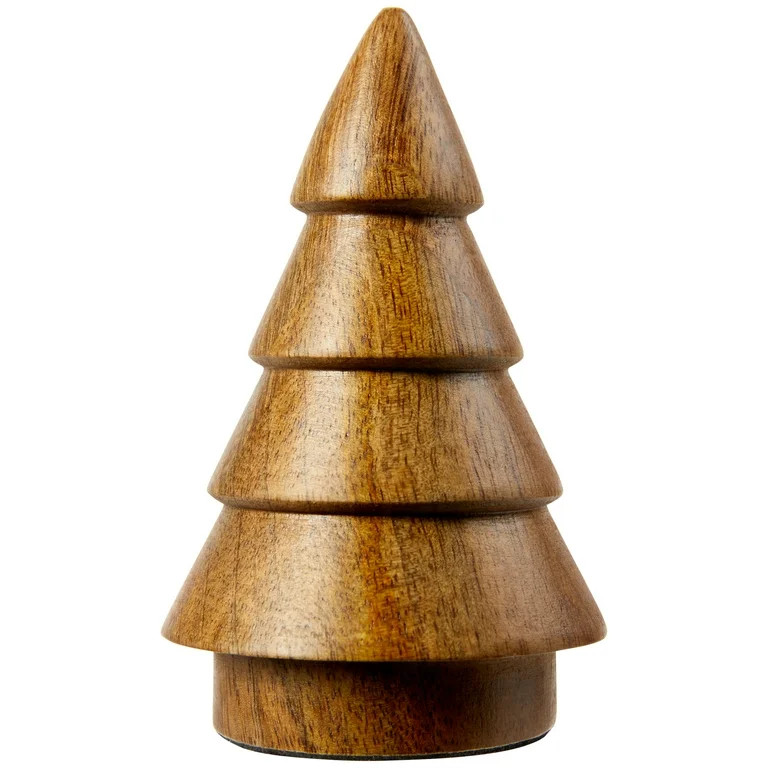 Brown Mango Wood Christmas Tree Tabletop Decoration, 4.5 in, by Holiday Time - Walmart.com | Walmart (US)