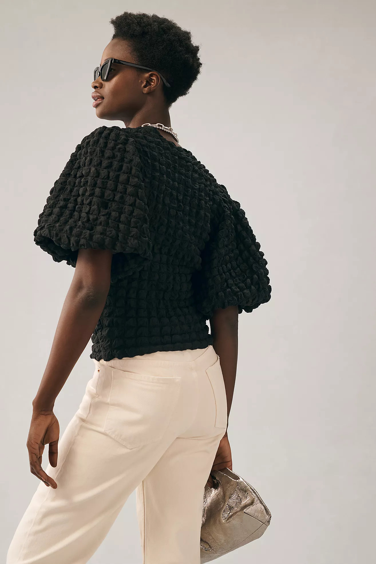 Eri + Ali Textured Puff-Sleeve Top | Anthropologie (US)