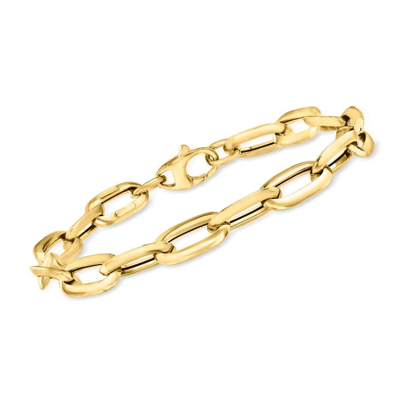 Italian 14kt Yellow Gold Paper Clip Link Bracelet | Ross-Simons