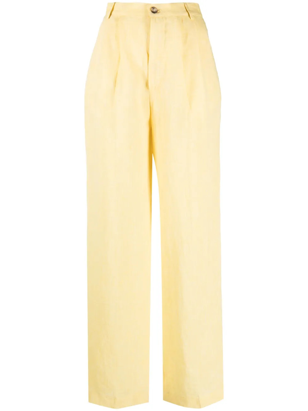 Forte Dei Marmi Couture high-waisted straight-leg Linen Trousers | Yellow | FARFETCH | Farfetch Global