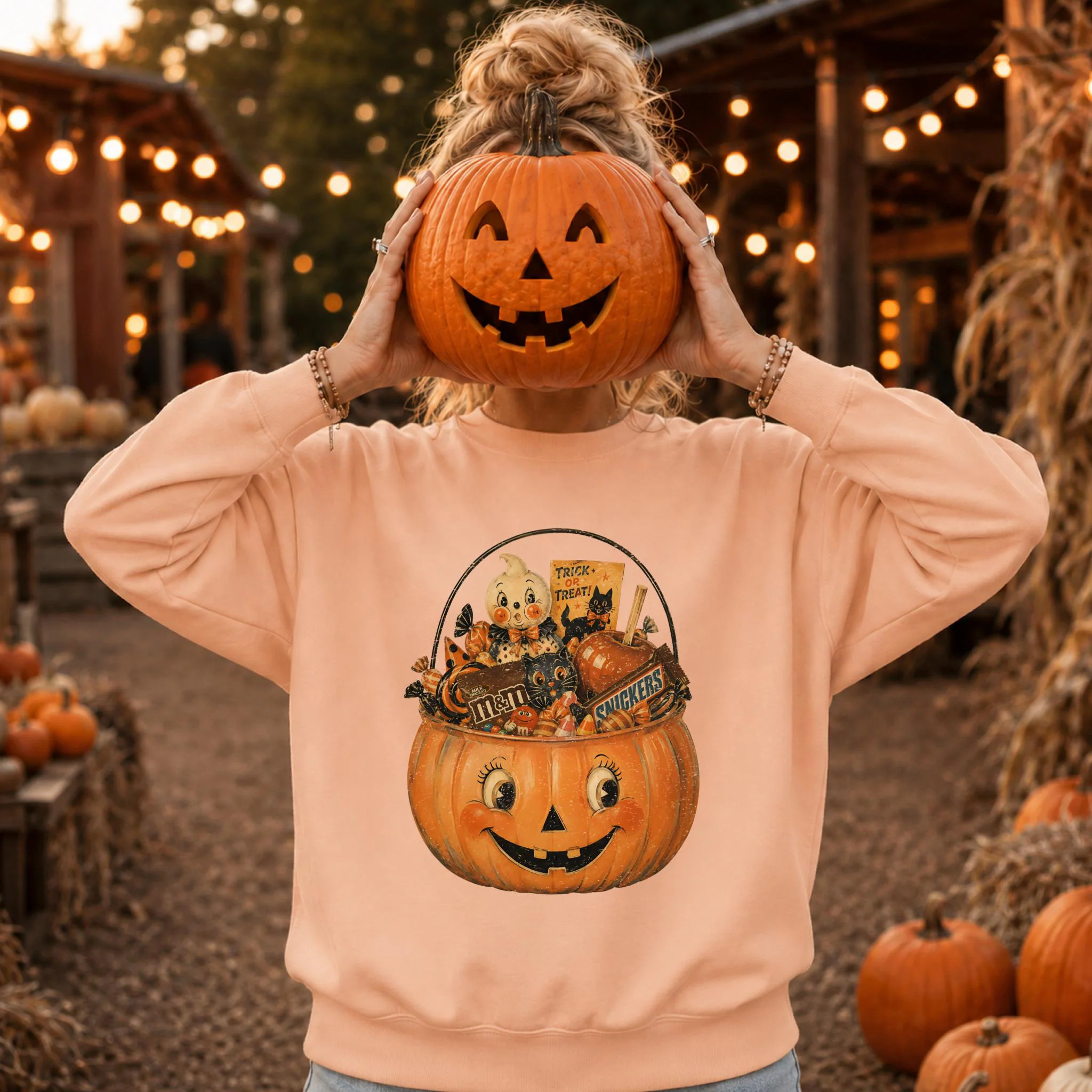 Vintage Pumpkin Halloween Candy Sweatshirt, Retro Trick or Treat Graphic Crewneck, Fall Pumpkin Shirt, Retro Jack-O'-Lantern, Comfort Colors | Etsy (Global)