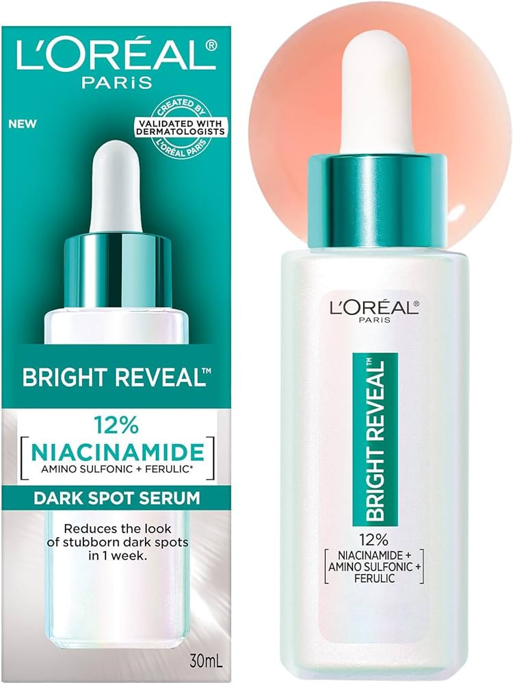 L'Oréal Paris Bright Reveal Dark Spot Face Serum, with 12% Niacinamide + Ferulic + Amino Sulfoni... | Amazon (CA)