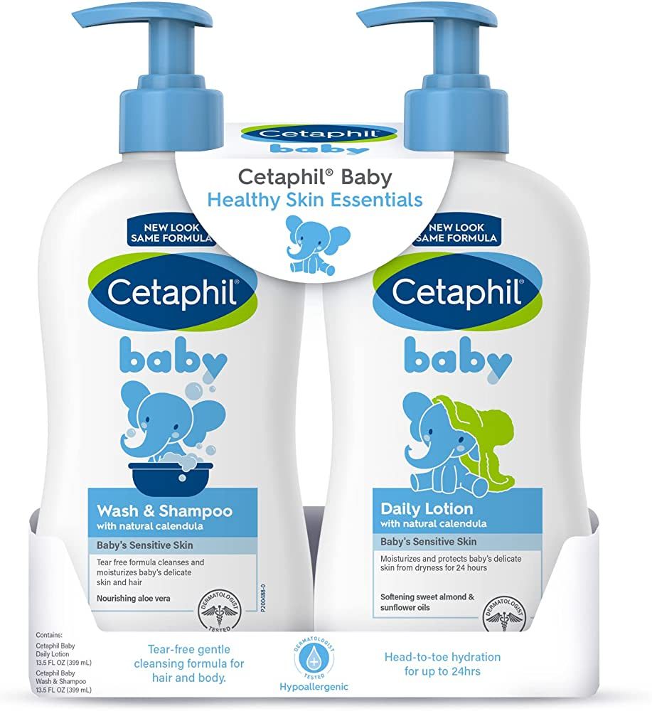 Cetaphil Baby Wash & Shampoo Plus Body Lotion, Healthy Skin Essentials, Head to Toe Hydration for... | Amazon (US)