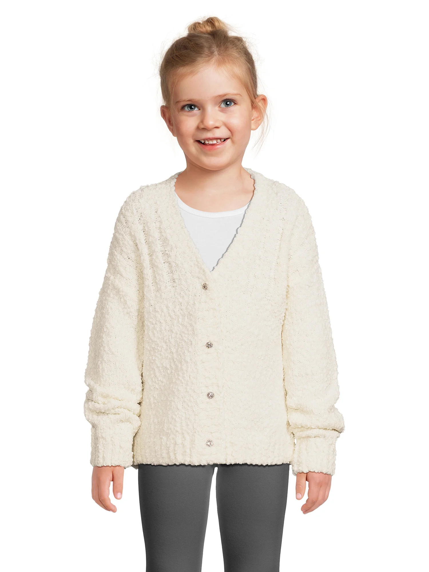 Wonder Nation Girls Long Sleeve Party Cardigan, Sizes 4-18 & Plus - Walmart.com | Walmart (US)