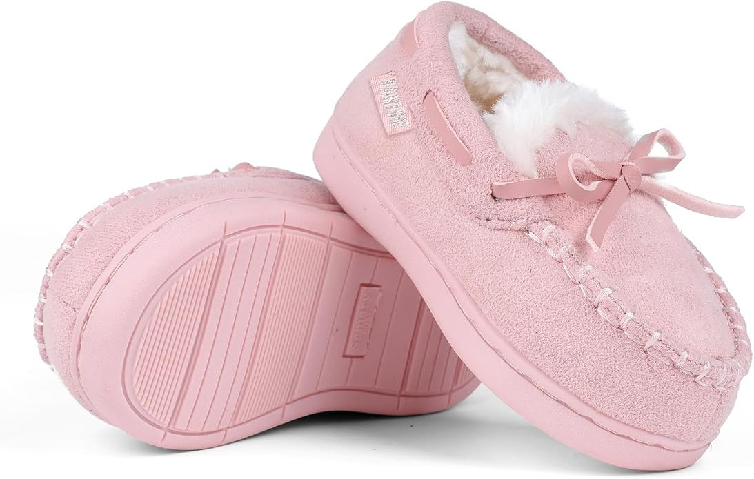 Toddler Kids' Moccasin House Shoes with Indoor Outdoor Memory Foam Sole Protection Slipper | Amazon (US)