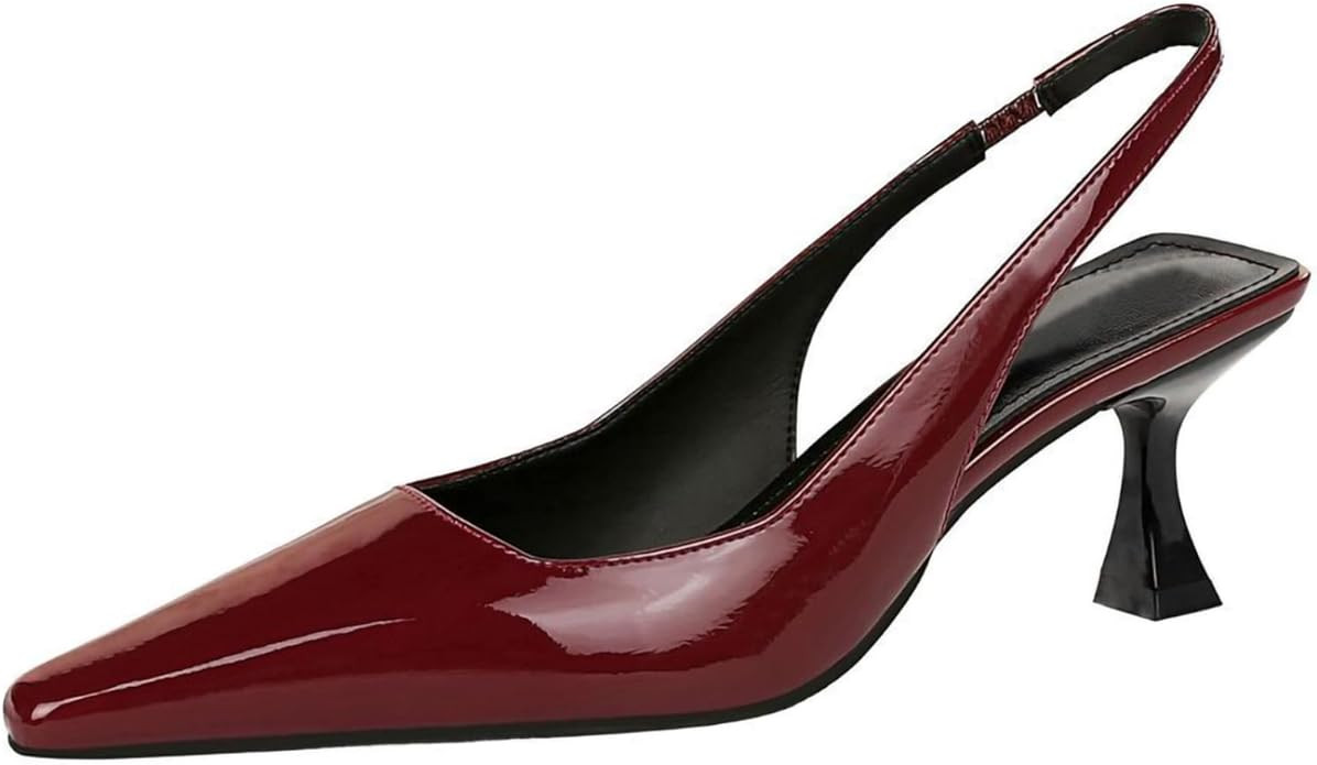baobeijiadao Womens Kitten Heel Pumps Slingback Pointed Toe Heels Slip On Closed Toe Heeled Sanda... | Amazon (US)