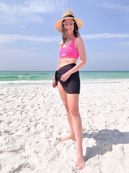 Love this Target swimsuit! Wearing size small in top, medium in bottom. 

Go to beach sarong, hat, and Krewe sunglasses! 

#LTKFind #LTKtravel #LTKswim