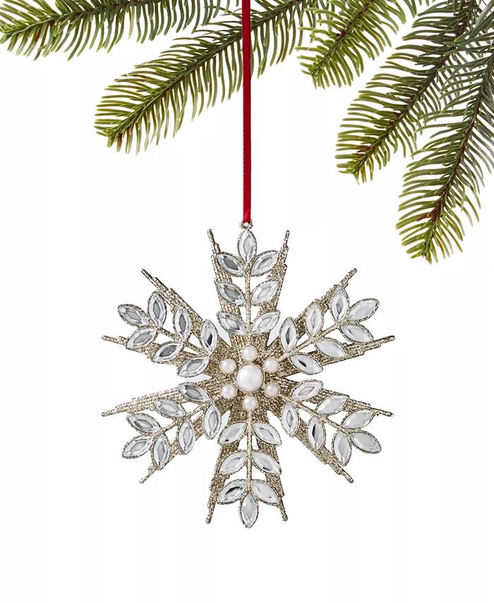 Holiday Lane Crystal Elegance Snowflake Ornament, Created for Macy's - Macy's | Macy's