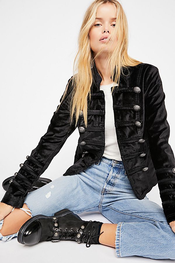 Fitted Velvet Military Jacket | Free People (Global - UK&FR Excluded)