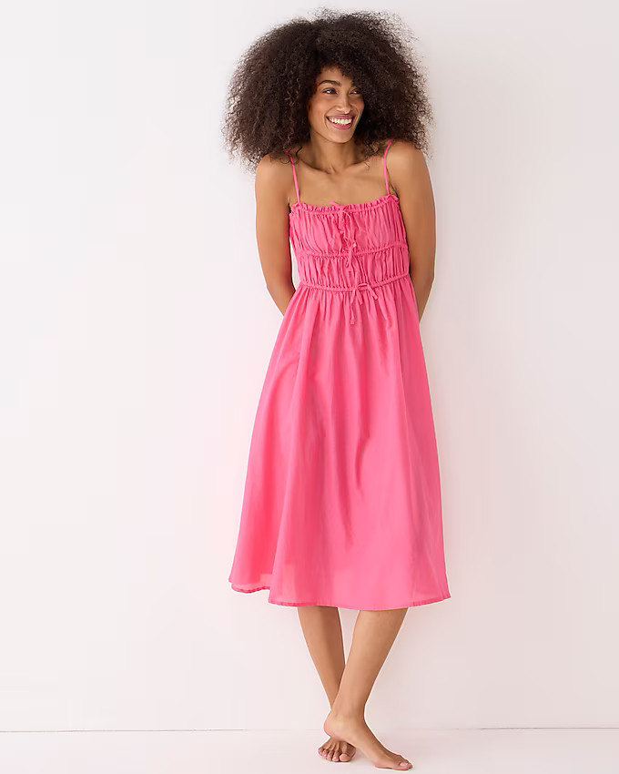 Tie-front voile cover-up midi dress | J. Crew US