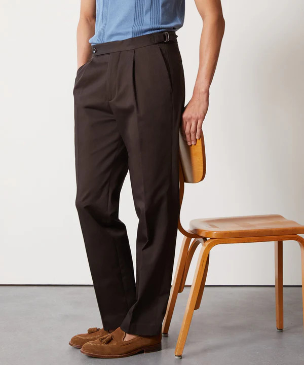 Lightweight Cotton Side Tab Trouser in Dark Chocolate | Todd Snyder