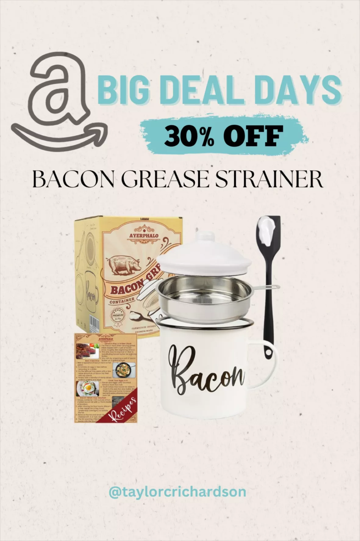 Bacon Grease Container With Strainer 46oz Large Capacity With