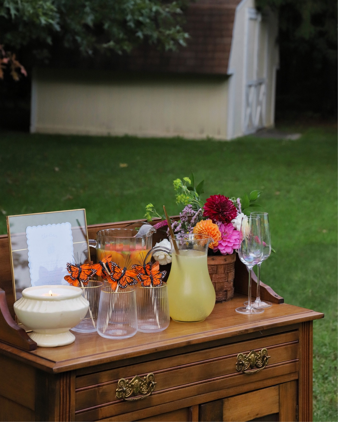The bar set up at my Garden Dinner Party!

#LTKfindsunder50 #LTKhome #LTKSeasonal