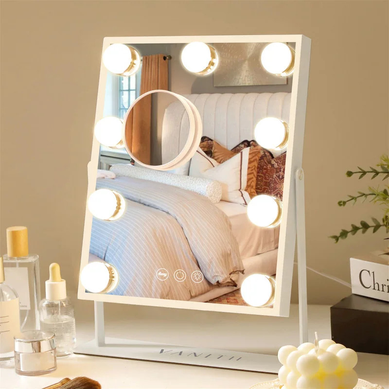 VANITII Hollywood Vanity Makeup Mirror 9 LED Bulbs 360 Rotation Smart Touch White | Bed Bath & Beyond