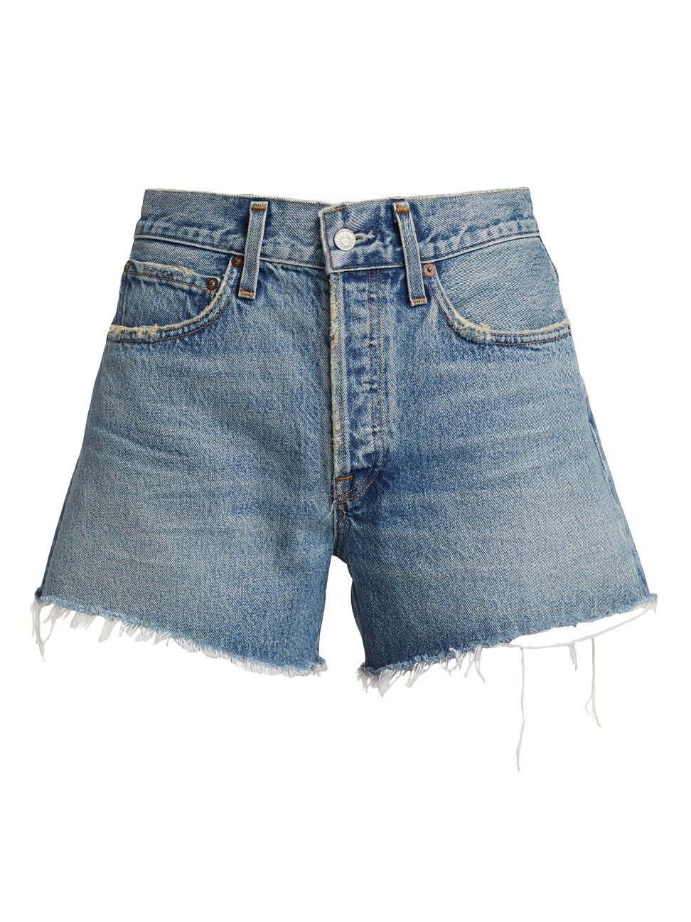 Women's Parker Mid-Rise Distressed Denim Shorts - Wheel Md Indigo - Size 32 - Wheel Md Indigo - Size | Saks Fifth Avenue