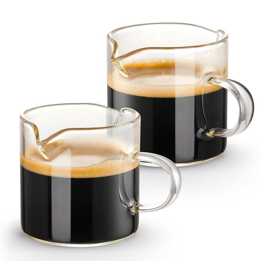 Espresso Cups Set of 2, 4 OZ Double Spouts Cups, Shot Glasses, Milk Cup with Handle, Clear Glass,... | Amazon (US)