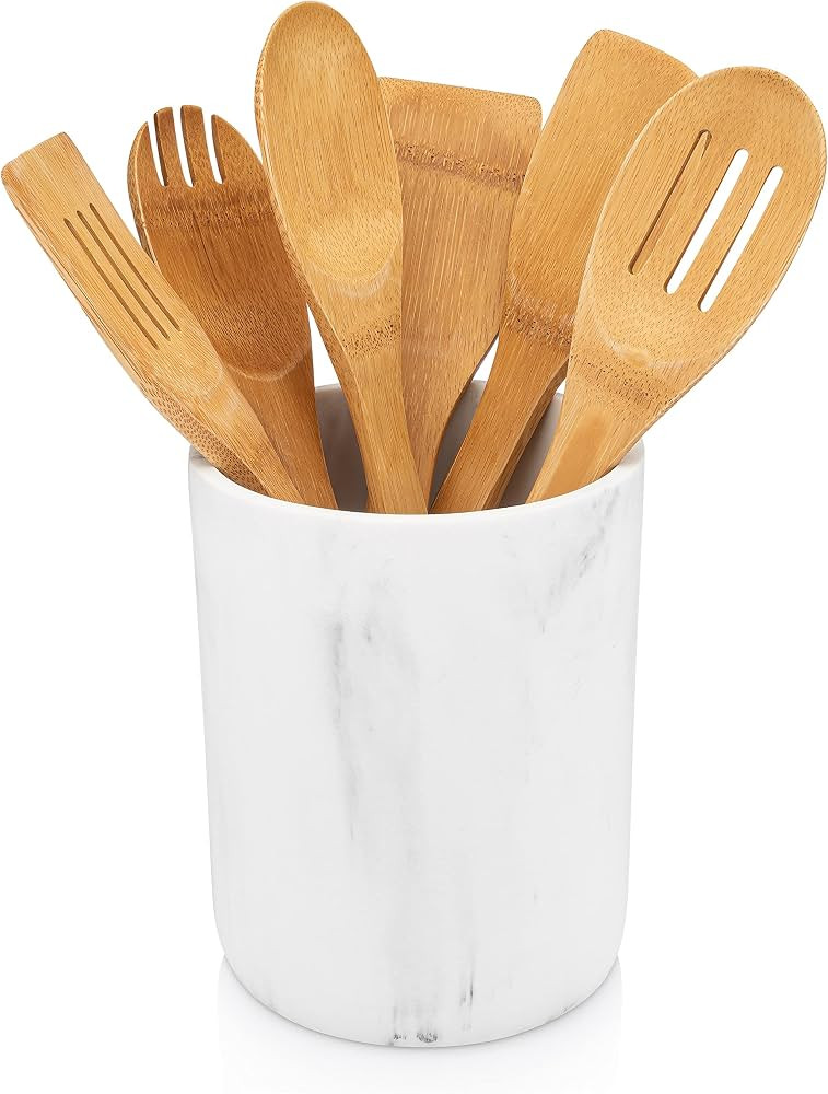 Essentra Home Marble Utensil Holder and Kitchen Countertop Organizer | Utensil Crock for Cookware... | Amazon (US)