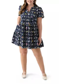 Crown & Ivy™ Plus Size Tired Printed Fit and Flare Mini Dress | Belk