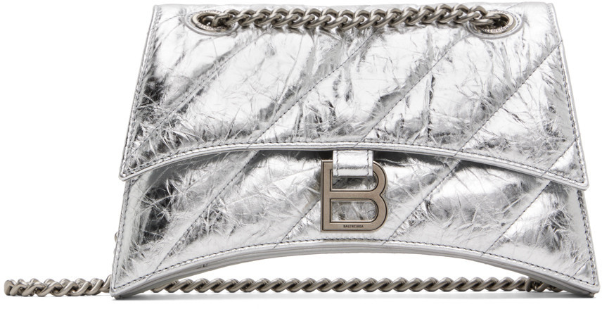 Balenciaga Silver Small Crush Chain Bag | SSENSE