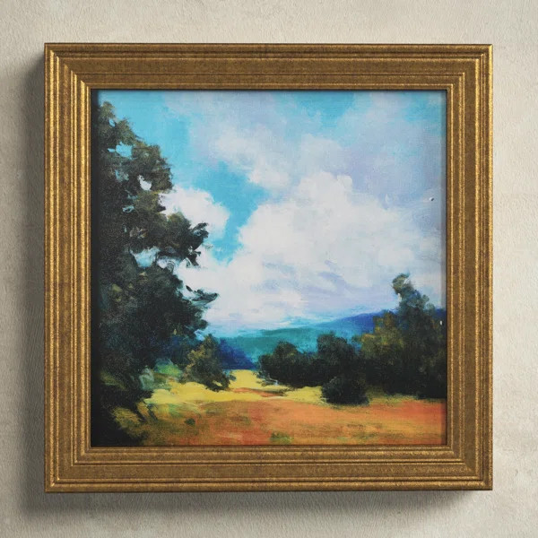 Watercolor Nature Landscape With Solid Wood Frame | Wayfair North America