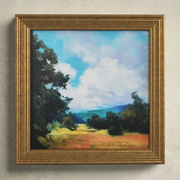 Watercolor Nature Landscape With Solid Wood Frame | Wayfair North America