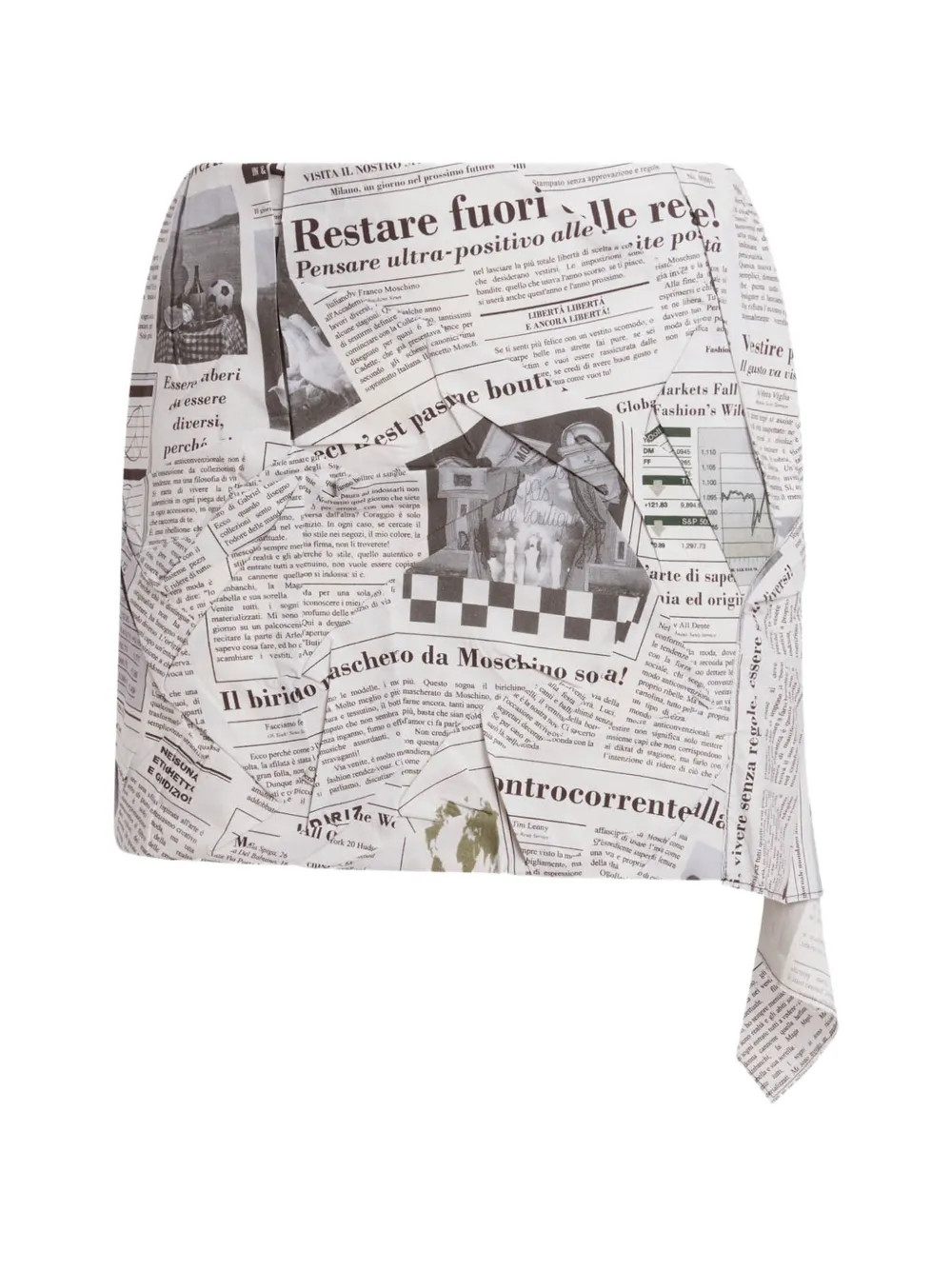 Moschino newspaper-print Cotton Mini Skirt | Grey | FARFETCH | Farfetch Global