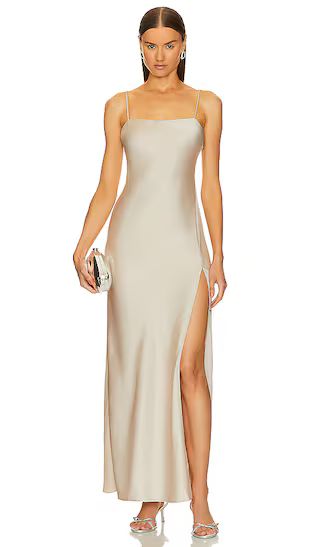 Aniston Maxi Dress | Champagne Dress | Champagne Gold Dress | Silver Dress | Satin Dress Silk Dress | Revolve Clothing (Global)