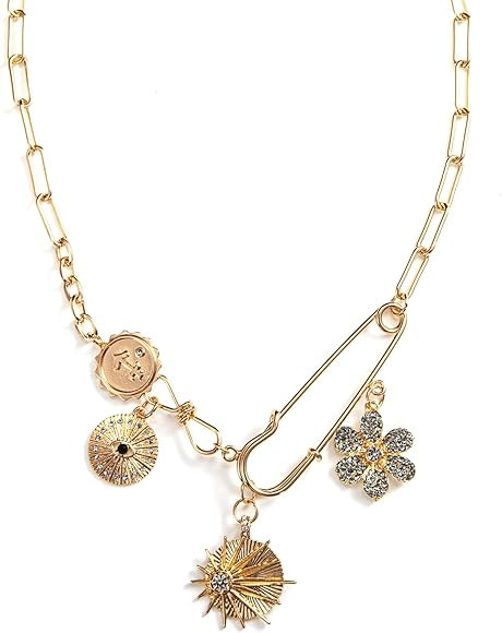 Charm Necklace Paperclip Necklace Gold Protection Necklace, Handmade Evil Eye Jewelry For Women, ... | Amazon (US)