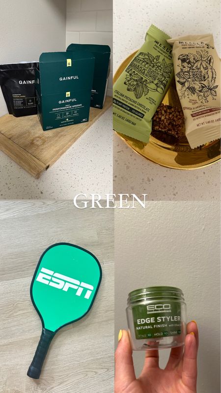 Green purchases lately 
Gainful greens 
Mezcla - almost could be a dessert gluten free vegan 
Pickle ball paddles and sweatshirts 
Eyebrow gel hack 

#LTKbeauty #LTKActive #LTKGiftGuide