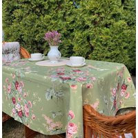 Spring Tablecloth Floral Vintage Tablecloth Oilcloth Rectangle, Round, Oval, Picnic Tablecloth, Outdoor | Etsy (US)